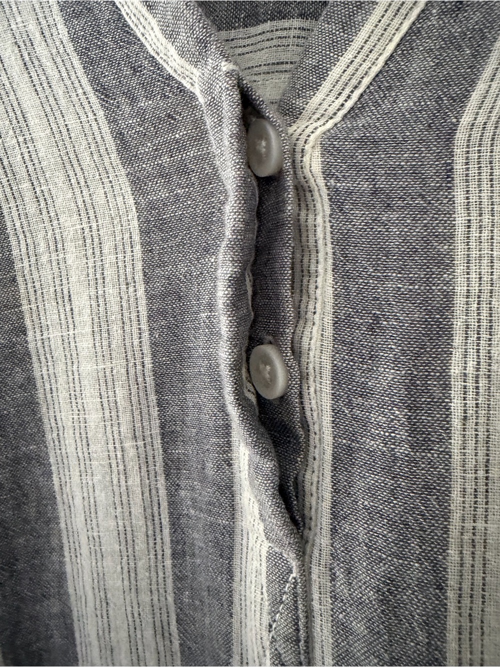 Linen Cotton Tunic Blouse Top Striped White Grey Breathable by BeachLunchLounge - Picture 5 of 17